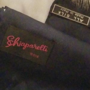 Schiaparelli Navy Blue Silk Scarf